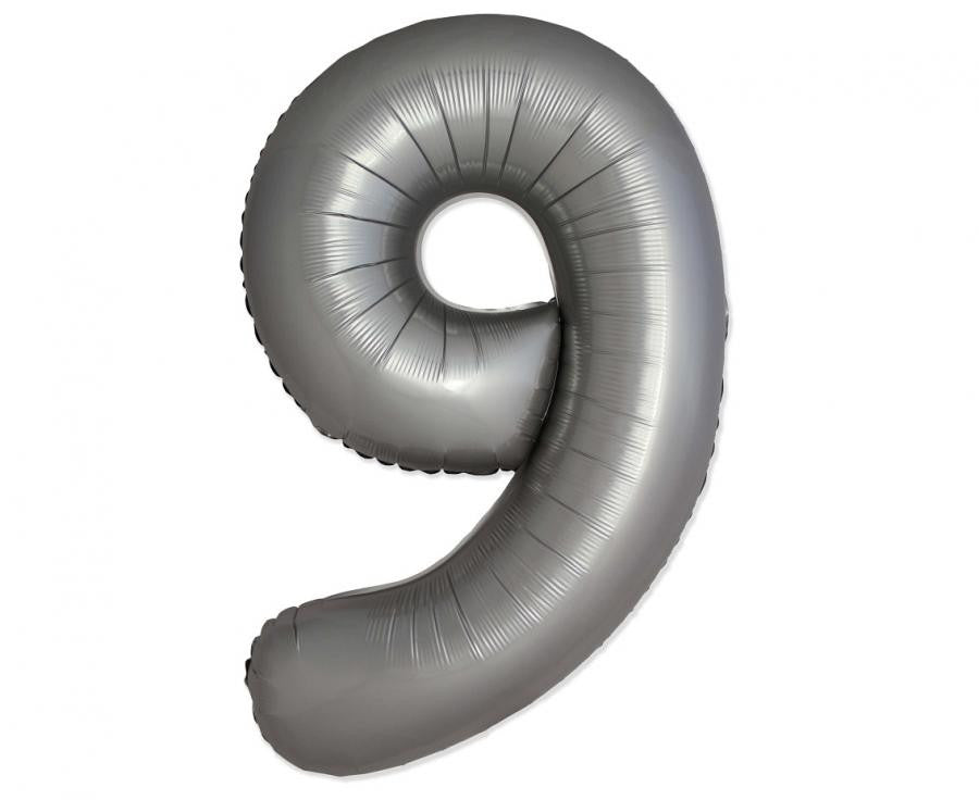 Nummer Moonlight Matt Silberne Zahl 9 Folienballon 76 cm (WP)
