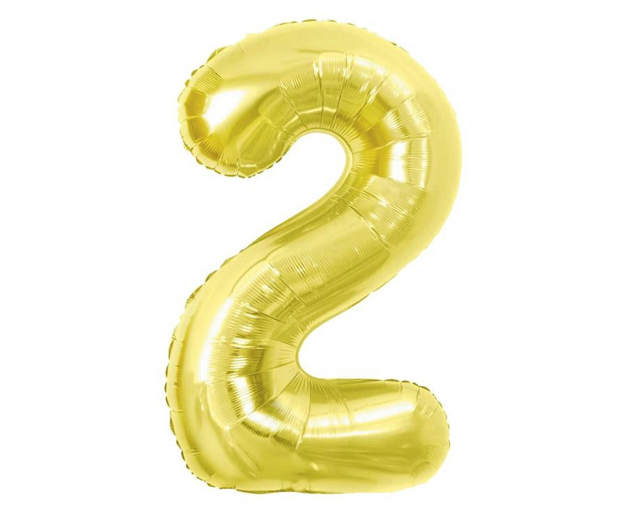 Nummer Light Gold Goldene Folienballon Zahl 2, 85 cm