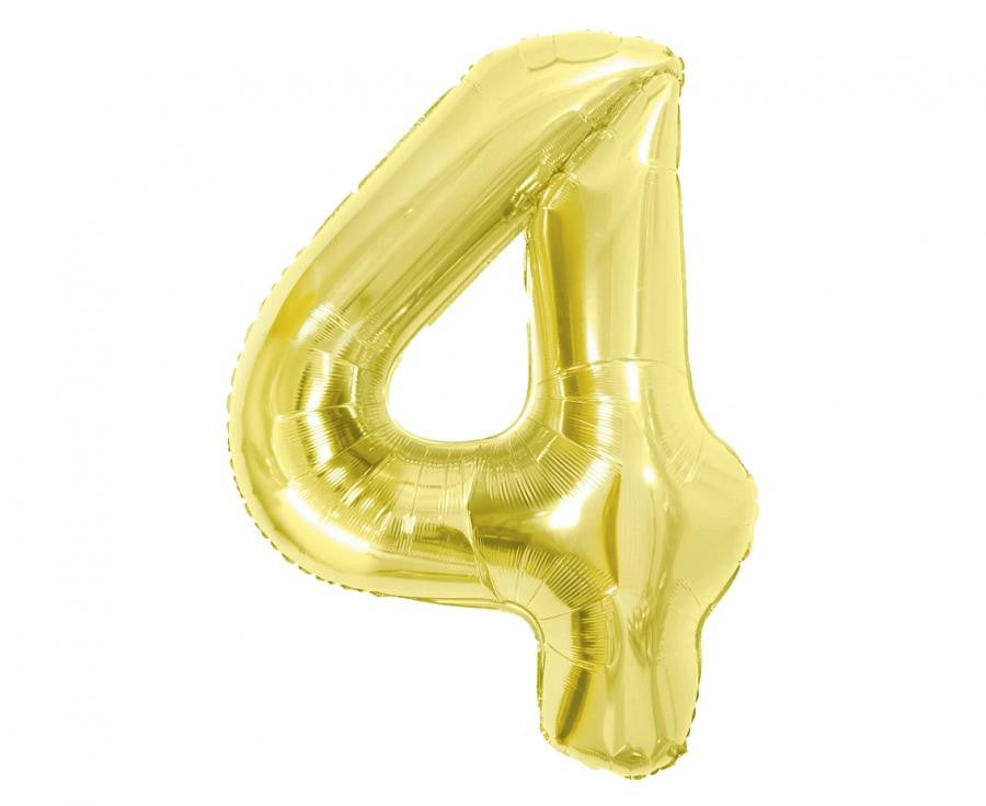 Nummer Light Gold Goldene Folienballon Zahl 4, 85 cm
