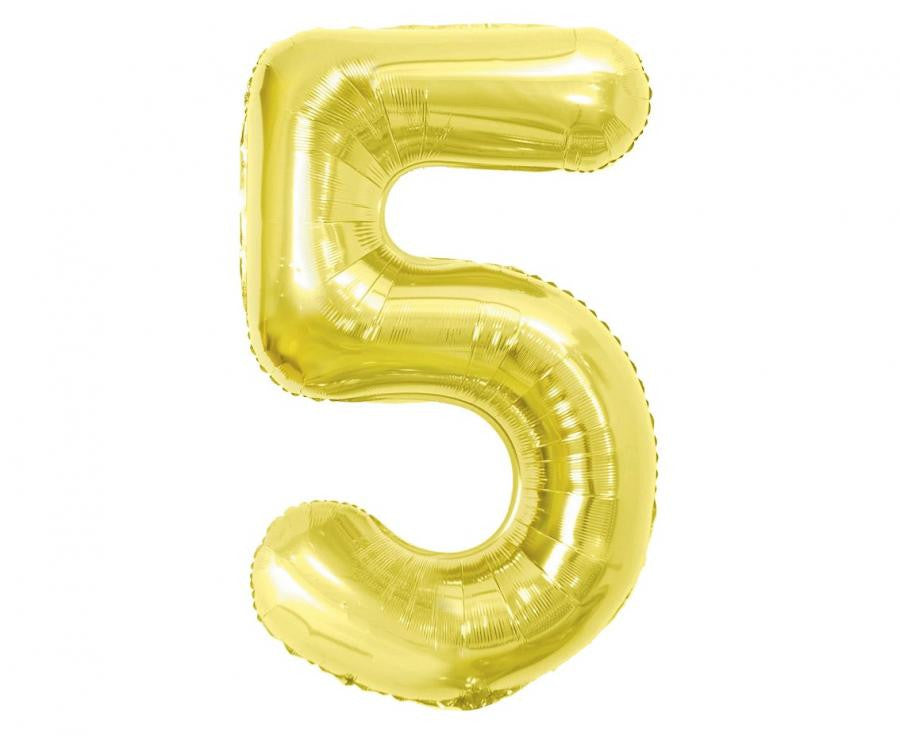 Nummer Light Gold Goldene 5 Nummer Folienballon 85 cm