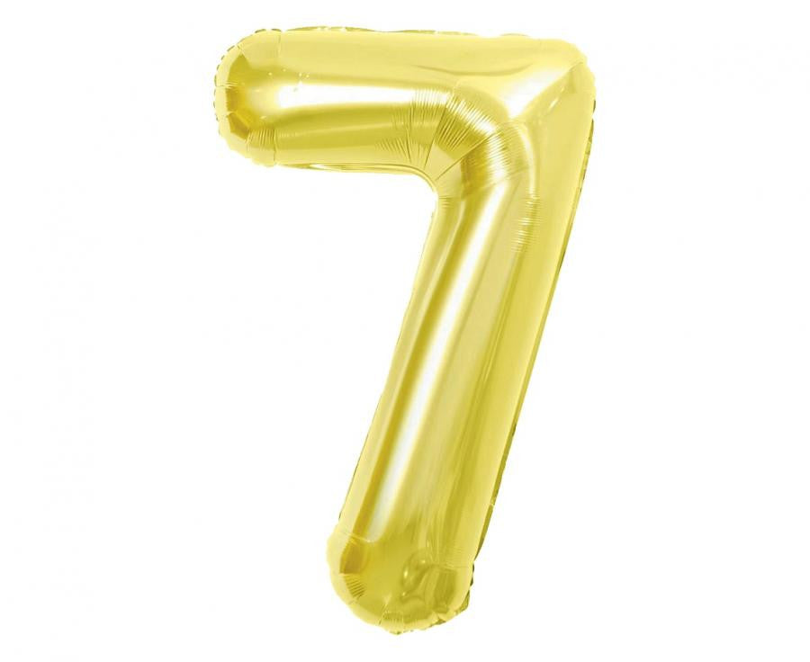 Nummer Light Gold Goldene Folienballon Zahl 7, 85 cm