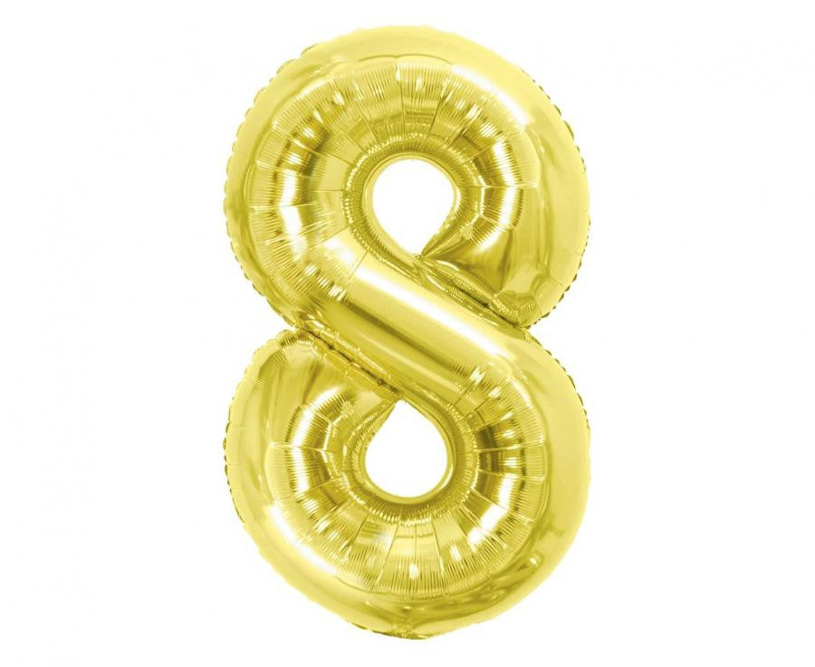 Nummer Light Gold Goldene Nummer 8 Folienballon 85 cm