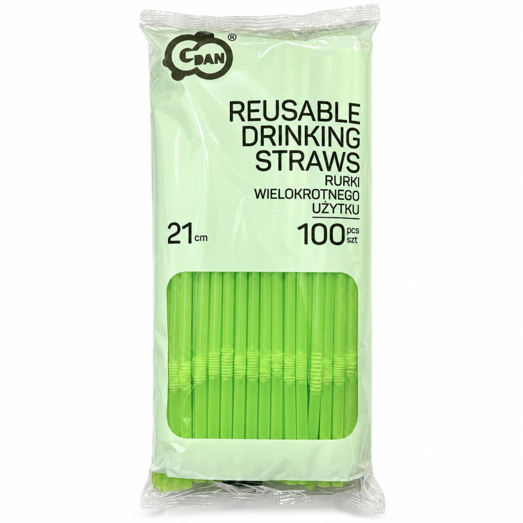 Farbe Colorful Grüne Plastik-Trinkhalme, 100 Stück