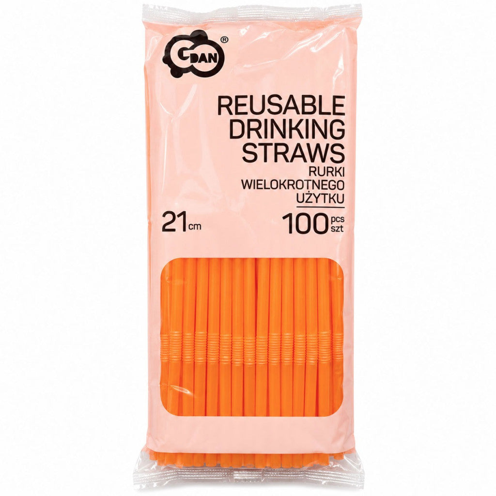 Farbe Colorful Orangene Kunststoffstrohhalme, 100 Stück