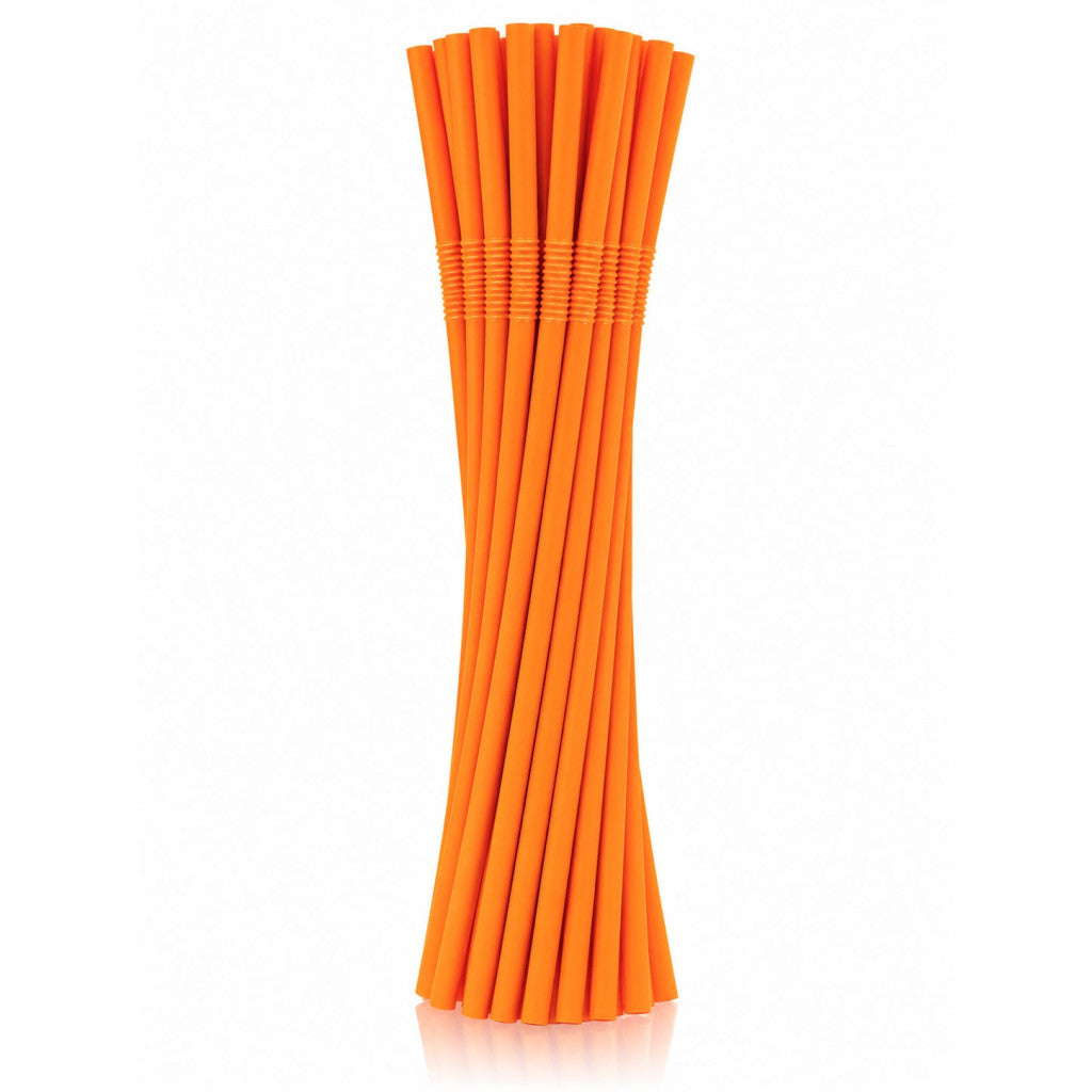 Farbe Colorful Orangene Kunststofftrinkhalme, 50 Stück