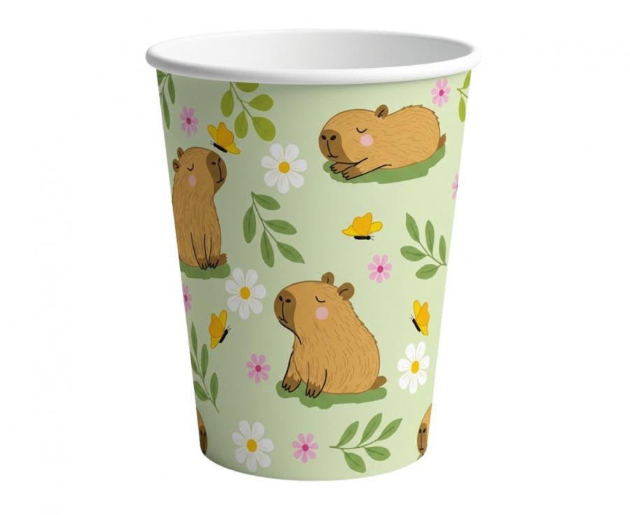 Capybara Meadow Papierbecher 6 Stück 250 ml