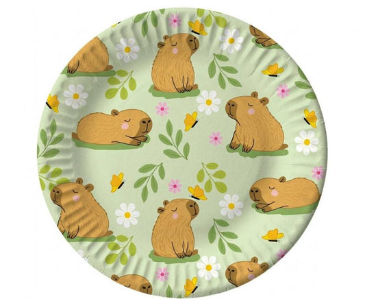 Capybara Meadow Papier-Teller 6 Stück 18 cm