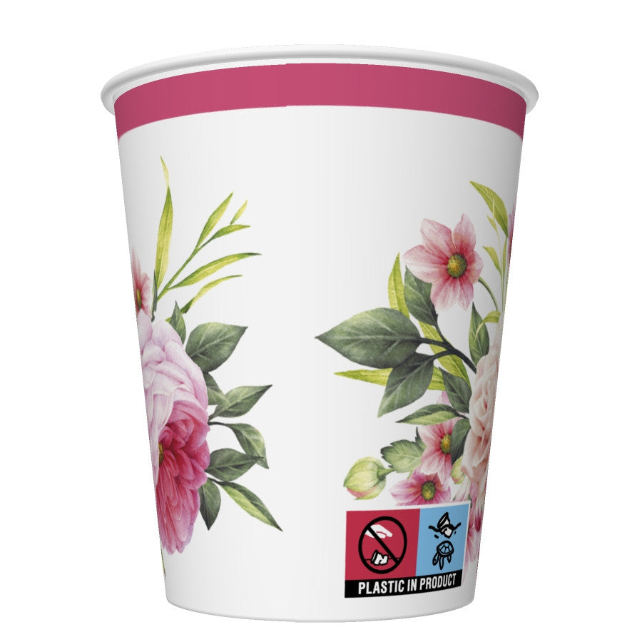 Farbe Twigs with Leaves Rosen Papierbecher, 8 Stk., 250 ml