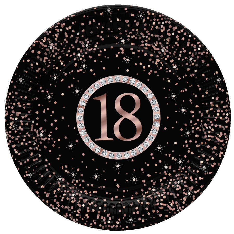 Geburtstag Rose Gold Happy Birthday 18 Pappteller 8 Stk 18 cm