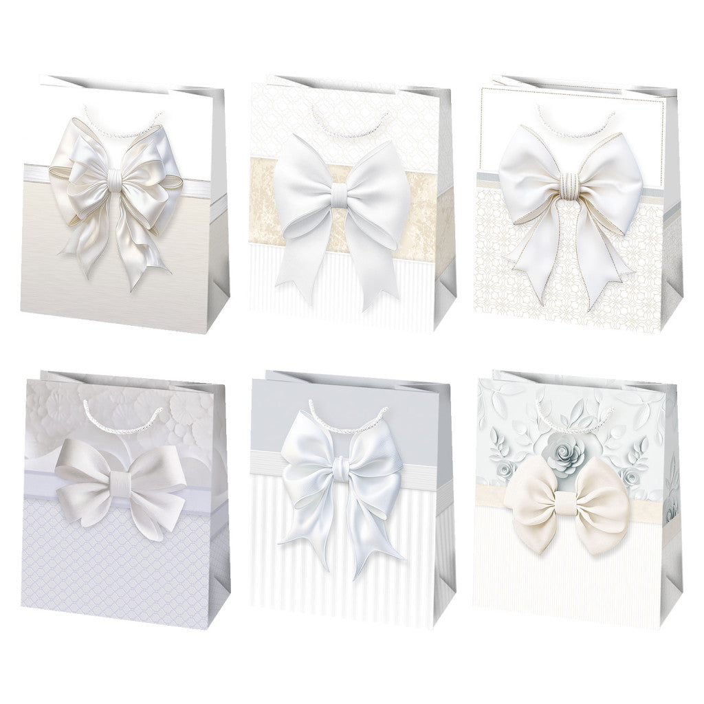 Farbe Bow Weiße Papier-Geschenktüte 19x23x10,5 cm