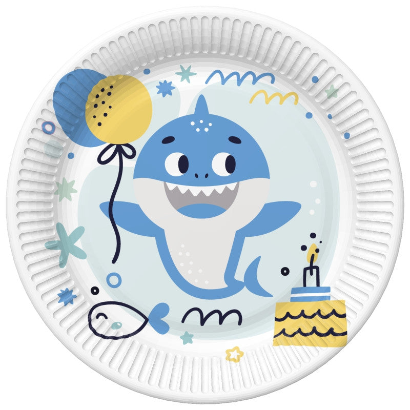 Geburtstag Blue Shark Happy Birthday Pappteller 8 Stück 22,7 cm