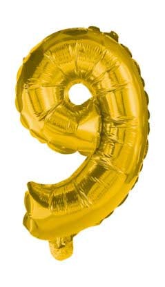 Nummer Gold, Gold mini Nummer 9 Folie Ballon 35 cm