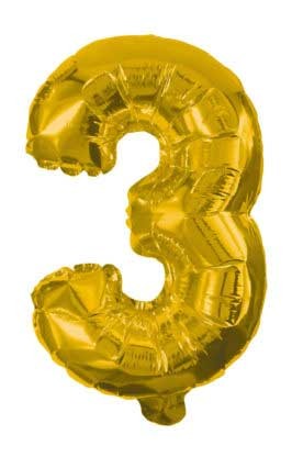 Nummer Gold, Riesen Nummer 3 Folienballon 85 cm