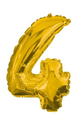 Nummer Gold, Riesen 4-Zahlen-Folienballon 85 cm