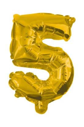 Nummer Gold, Riesige Folienballon Nummer 5, 85 cm