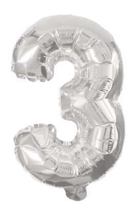 Nummer Riesen Zahl 3 Silber Folienballon 85 cm