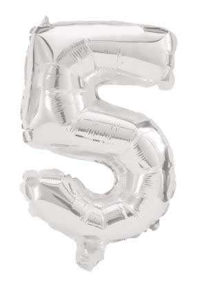 Nummer Riesen Nummer 5 Silberfolienballon 85 cm