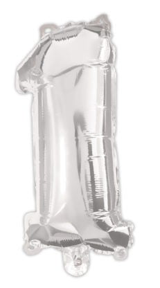 Nummer Silber, Folienballon Nummer 1 95 cm