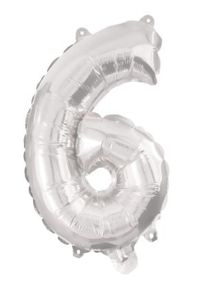 Nummer Silber, Silber Nummer 6 Folienballon 95 cm
