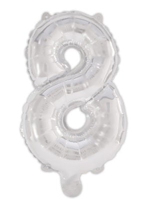Nummer Silber, Silberne Zahl 8 Folienballon 95 cm