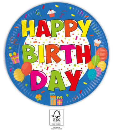 Geburtstag Kokliko Happy Birthday Pappteller 8 Stk 23 cm FSC