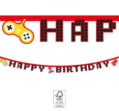 Gamer Gaming Party Happy Birthday Banner FSC 2 m
