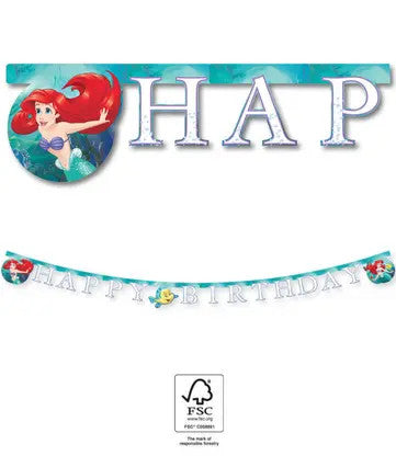 Disney Prinzessin Ariel Curious Happy Birthday Schriftzug FSC 2 m