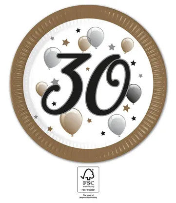 Geburtstag Milestone Happy Birthday 30 Pappteller 8 Stk 23 cm FSC