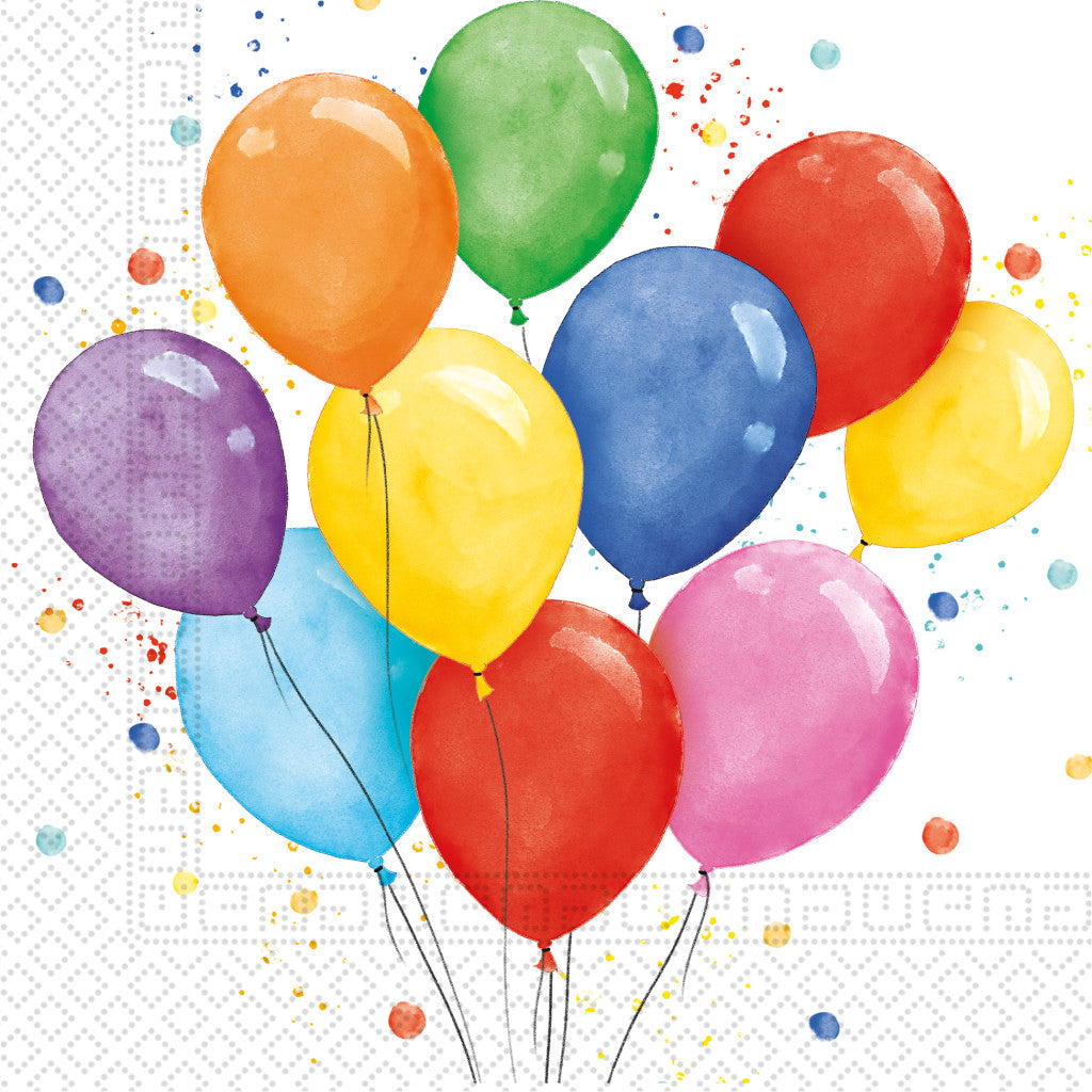 Farbe Colored Servietten mit Luftballons 20 Stück 33x33 cm FSC