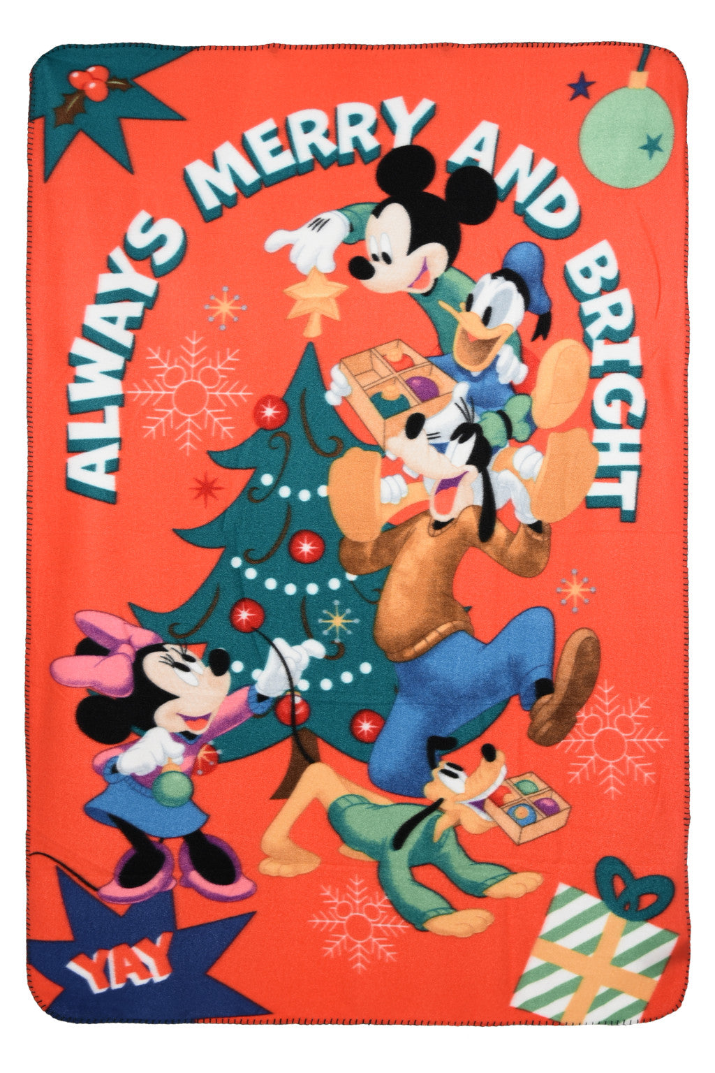 Disney Mickey Bright Weihnachts-Polar-Fleecedecke 100x150cm