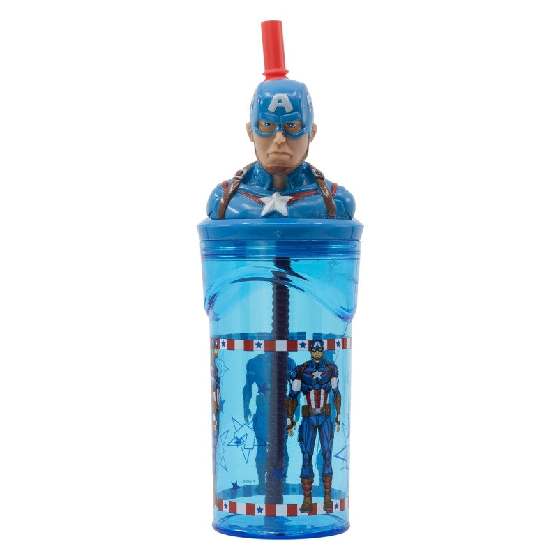Avengers Invincible Force 3D Figuren Becher mit Strohhalm 360 ml
