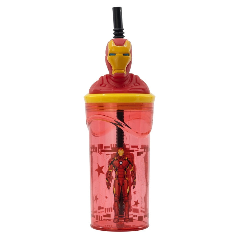 Avengers Invincible Force 3D Figuren Becher mit Strohhalm 360 ml