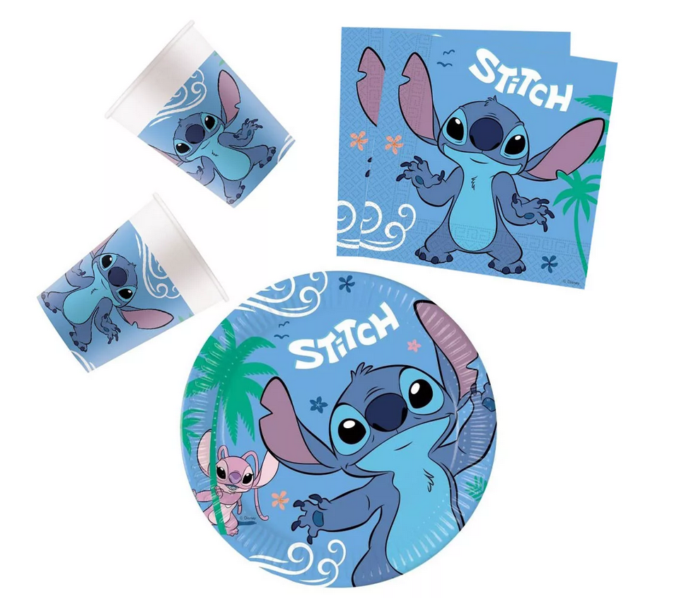 Disney Lilo und Stitch Angel Partysset mit 36 Stück und 23 cm Teller