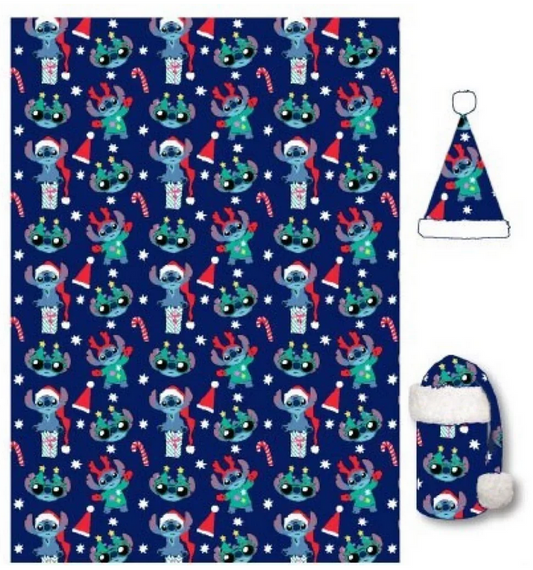 Disney Lilo und Stitch Holiday Weihnachtsflanell-Decken- und Mützenset