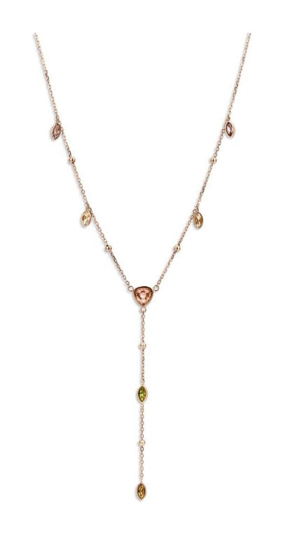 Victoria Rosegoldfarbene bunte Stein-Halskette