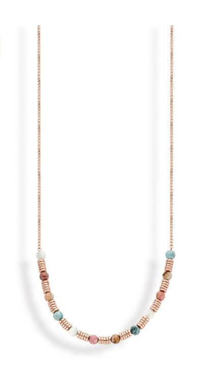 Victoria Rose goldfarbene bunte Perlenkette