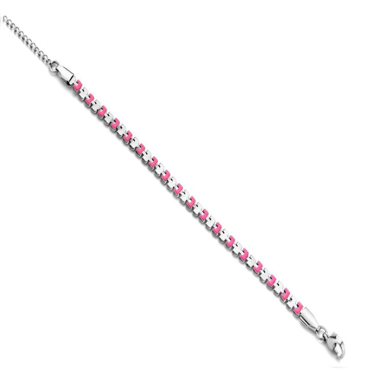 Victoria Silberfarbenes Armband mit rosa Muster