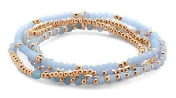 Victoria Rosegoldfarbiges blaues Perlenarmband