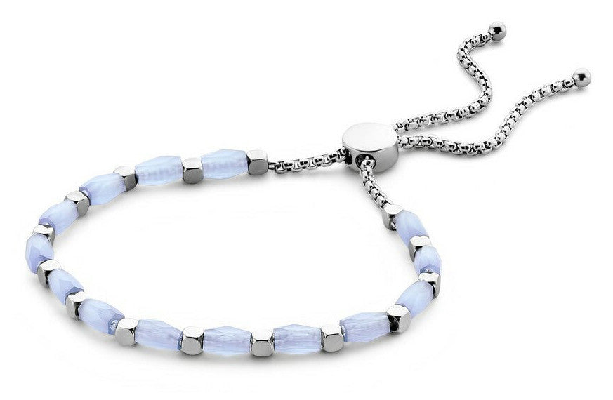 Victoria Silberfarbiges Blaues Perlenarmband