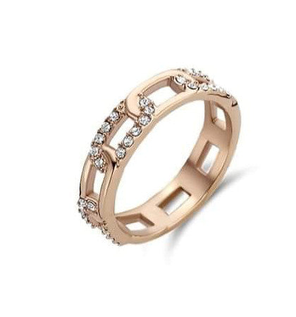 Victoria Rosegold-farbener Ring mit weißen Steinen