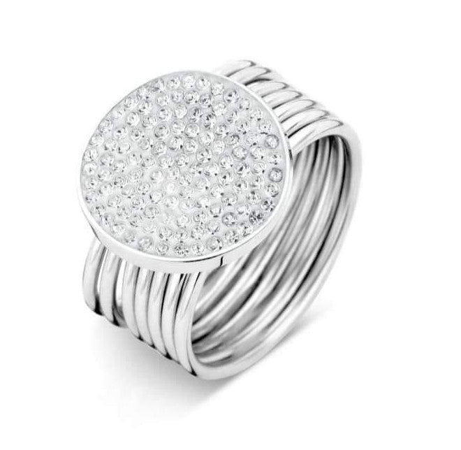 Victoria Silberfarbener Ring mit Weißem Stein