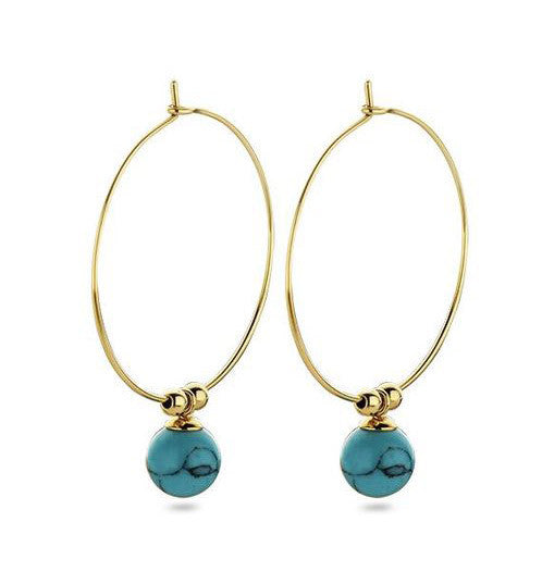 Victoria Goldfarbene Blaue Perlenohrringe