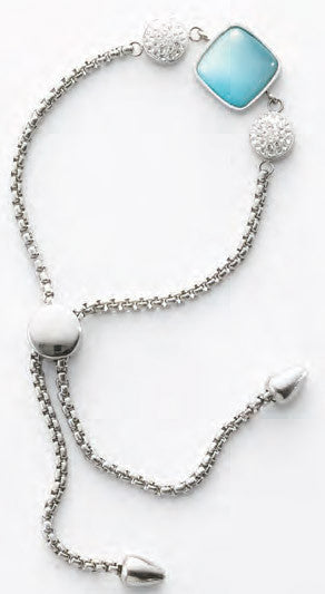 Victoria Silberfarbenes blau-weißes Steinarmband