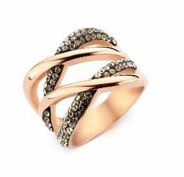 Victoria Rosegoldfarbener Ring mit schwarzem Stein
