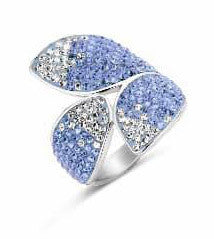 Victoria Silberfarbener Blütenblatt-Ring mit blauen und weißen Steinen
