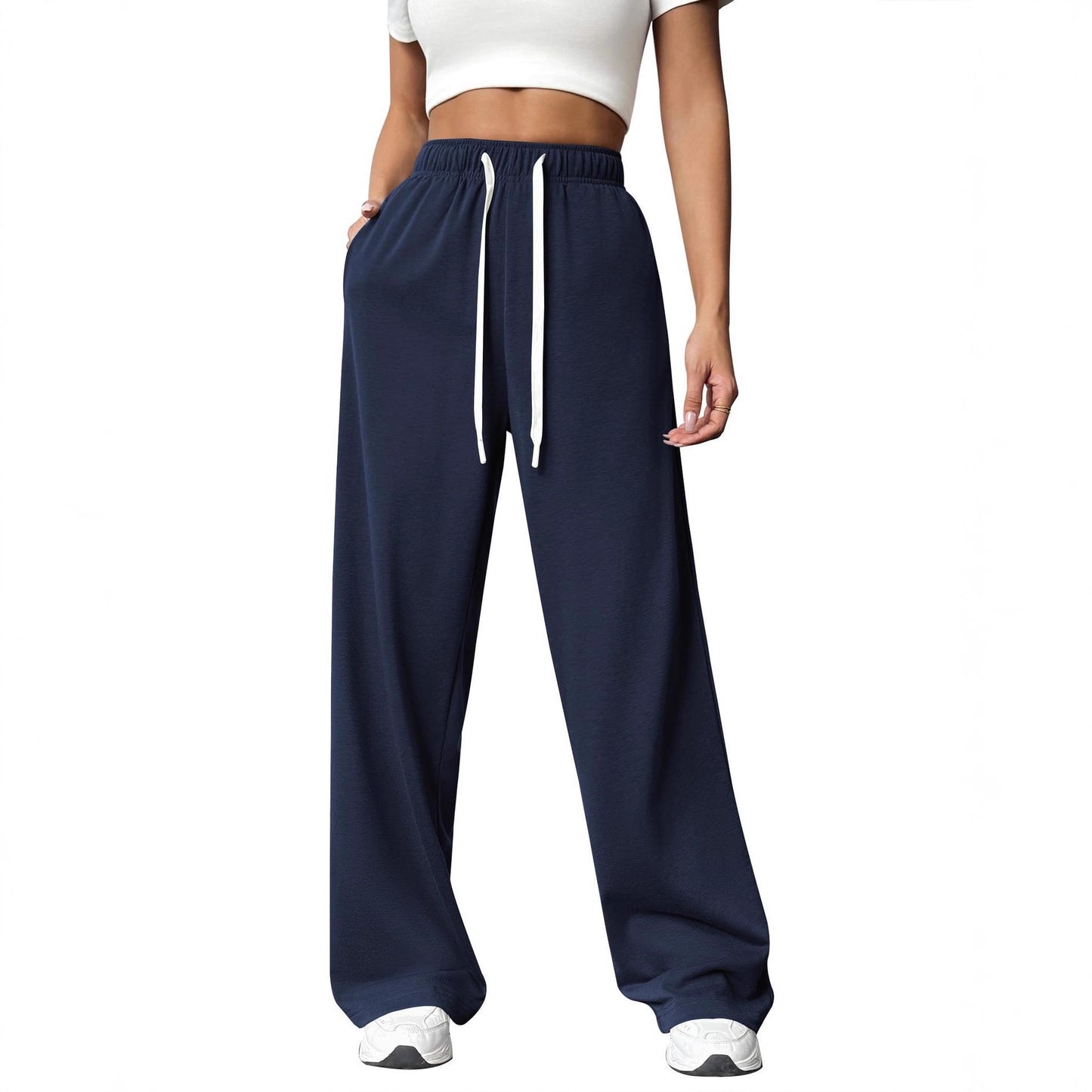 Damen-Sweatpants mit Fleecefutter, geradem Bein, für Herbst und Winter