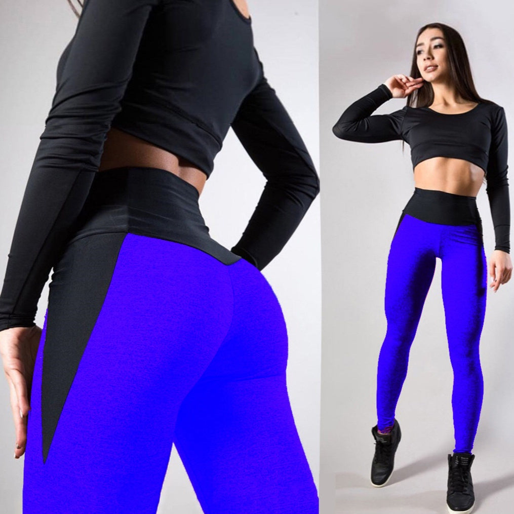 Sportliche Yoga-Leggings mit kontrastierenden Farbeinsätzen