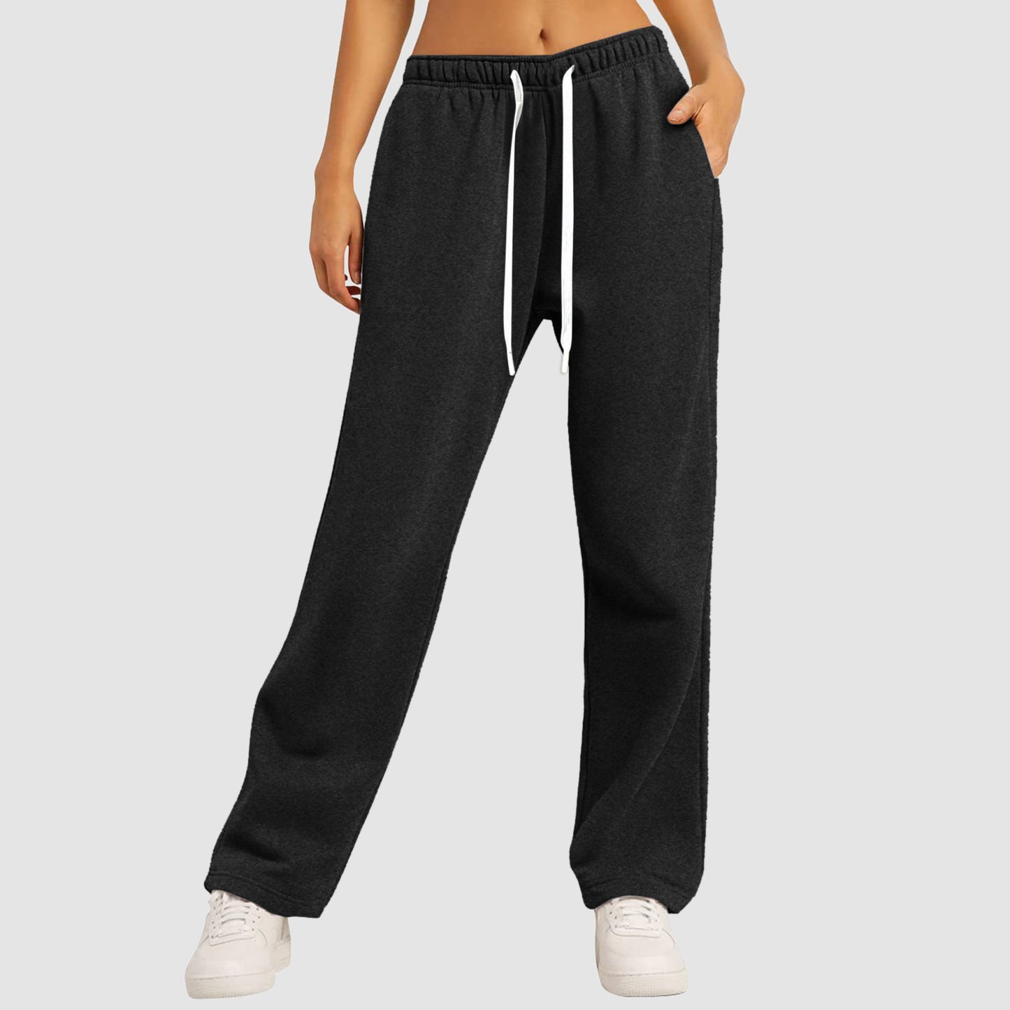 Damen-Sweatpants mit Fleecefutter, geradem Bein, für Herbst und Winter